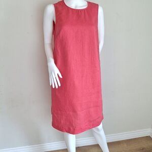 Boden Coral Linen Sleeveless Shift Dress